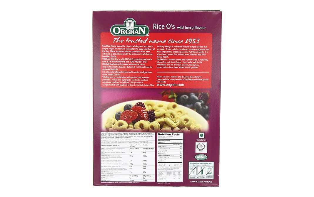 Orgran Rice & Millet O's Wildberry Flavour    Pack  300 grams